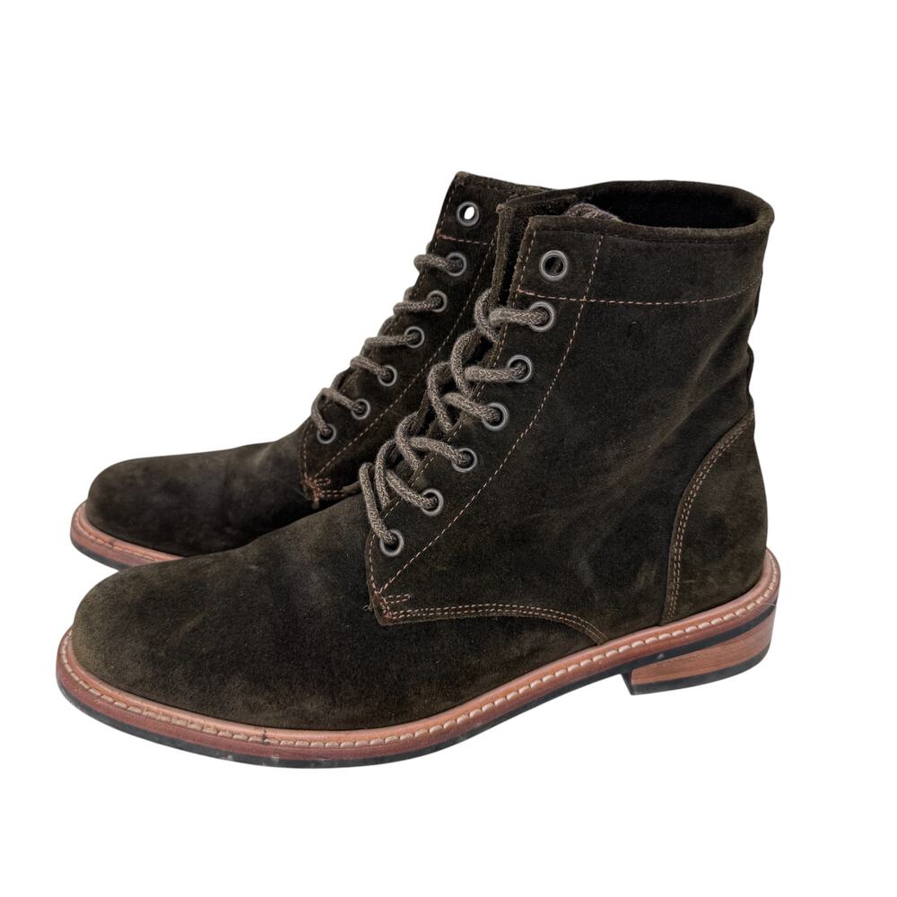 Nisolo All-Weather Combat Boot Womens 8 Dark Olive‎ Faux Suede Water-Resistant